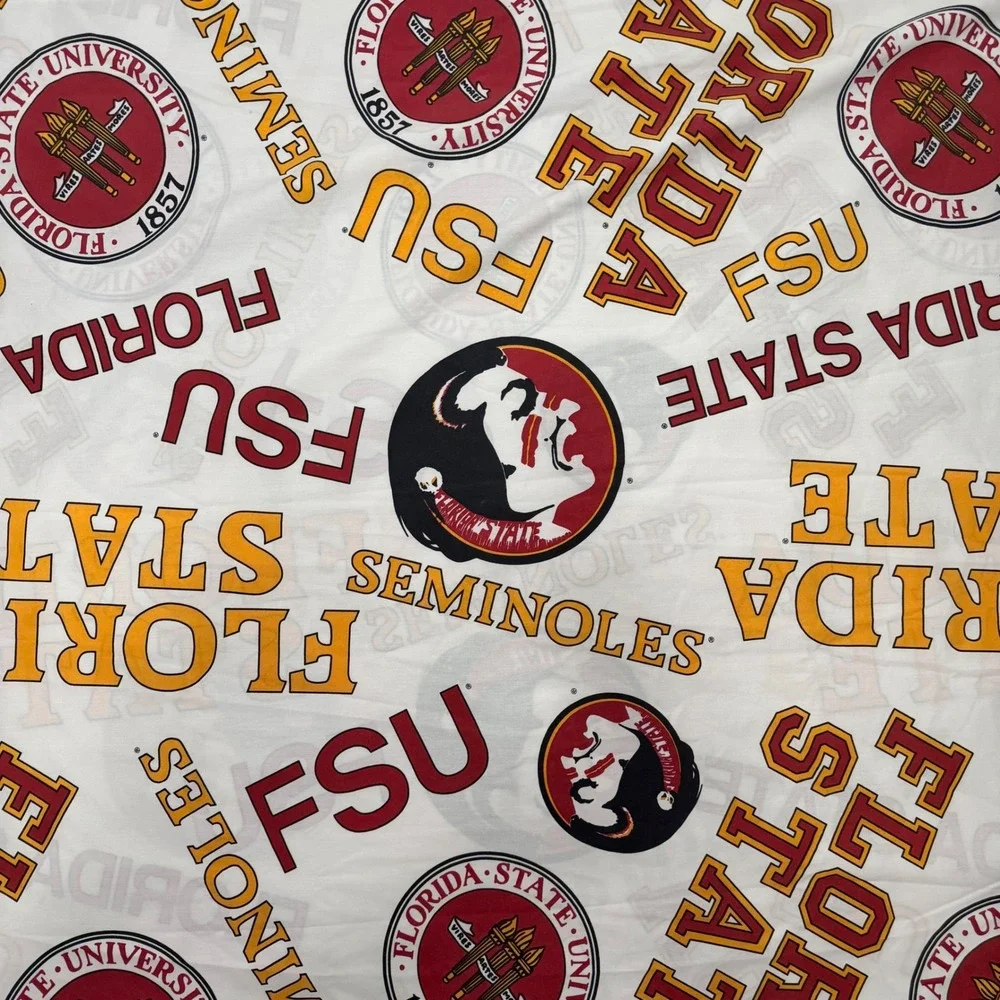 Vintage Florida State Seminoles FSU Flat Sheet Double Full Made USA NCAA 82x188